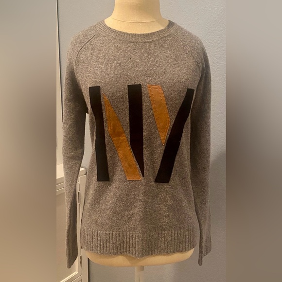 Madewell NY New York Sweater; Merino Wool, Leather - Picture 1 of 7
